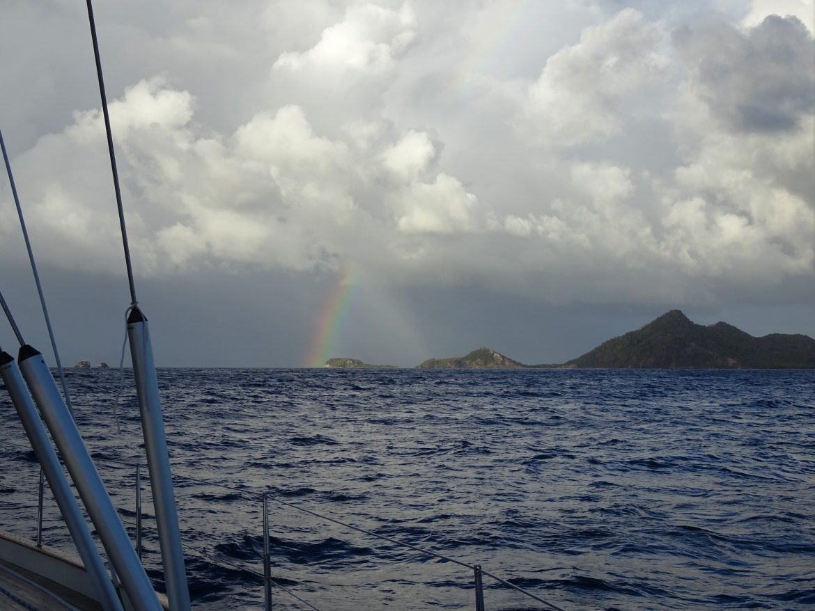 Rainbow in-between squalls, upwind sail to Carriacou Rainbow in-between squalls, upwind sail to Carriacou