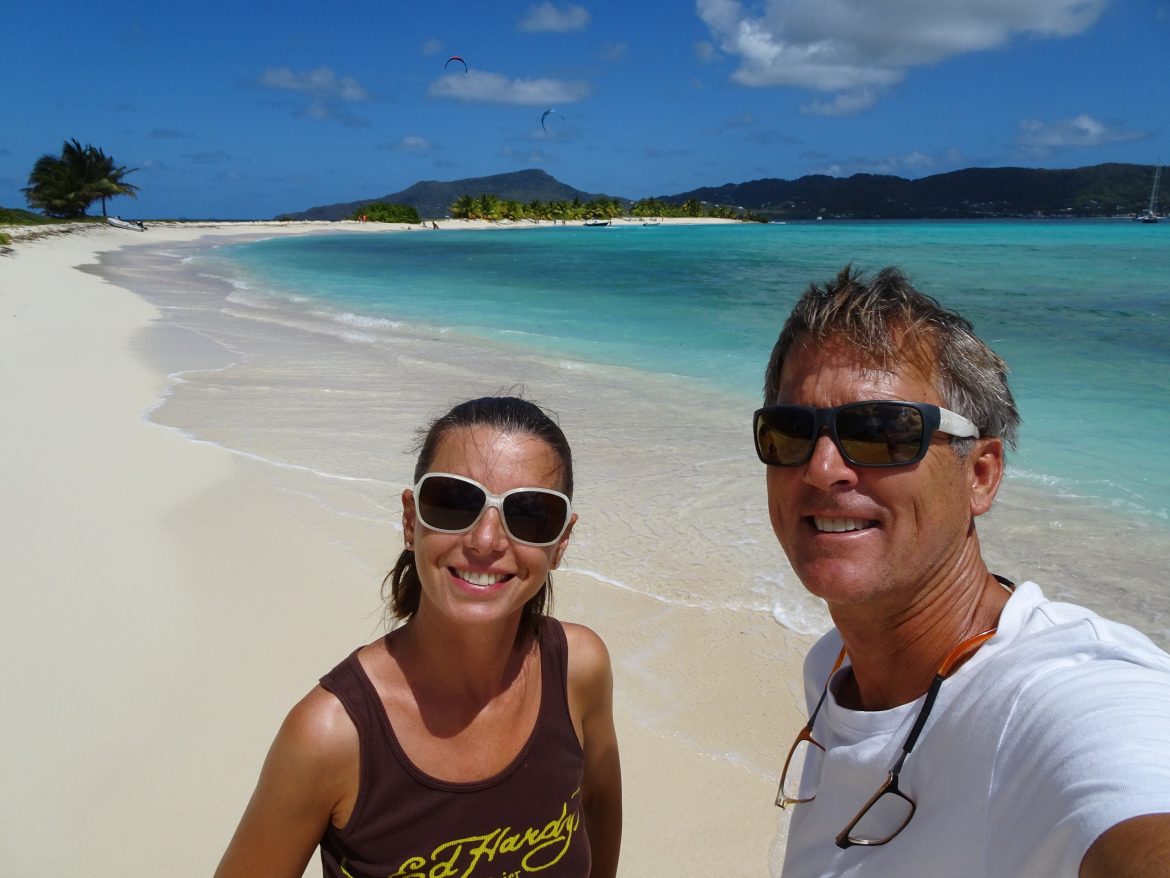 walk on the white sand beach of Saline Island