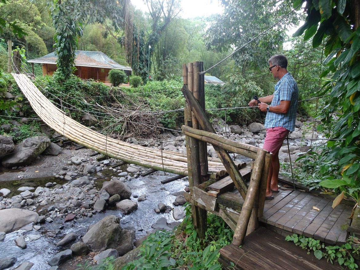 Bamboo bridge to Dark View Falls, St. Vincent Bamboo bridge to Dark View Falls, St. Vincent