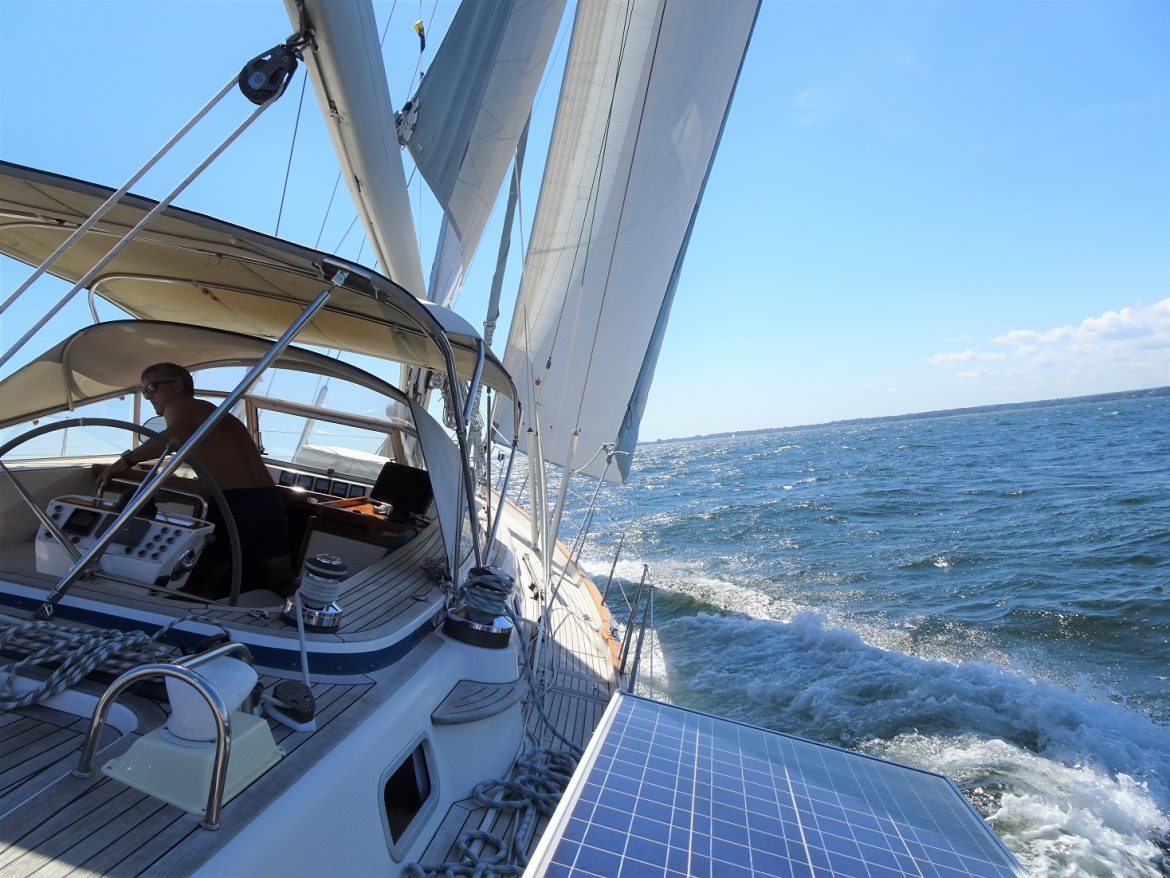 upwind sailing from Bristol to Newport, Rhode Island
