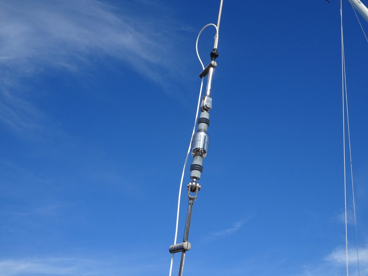 Shiny back-stay fittings and new SSB antenna cable Shiny back-stay fittings and new SSB antenna cable