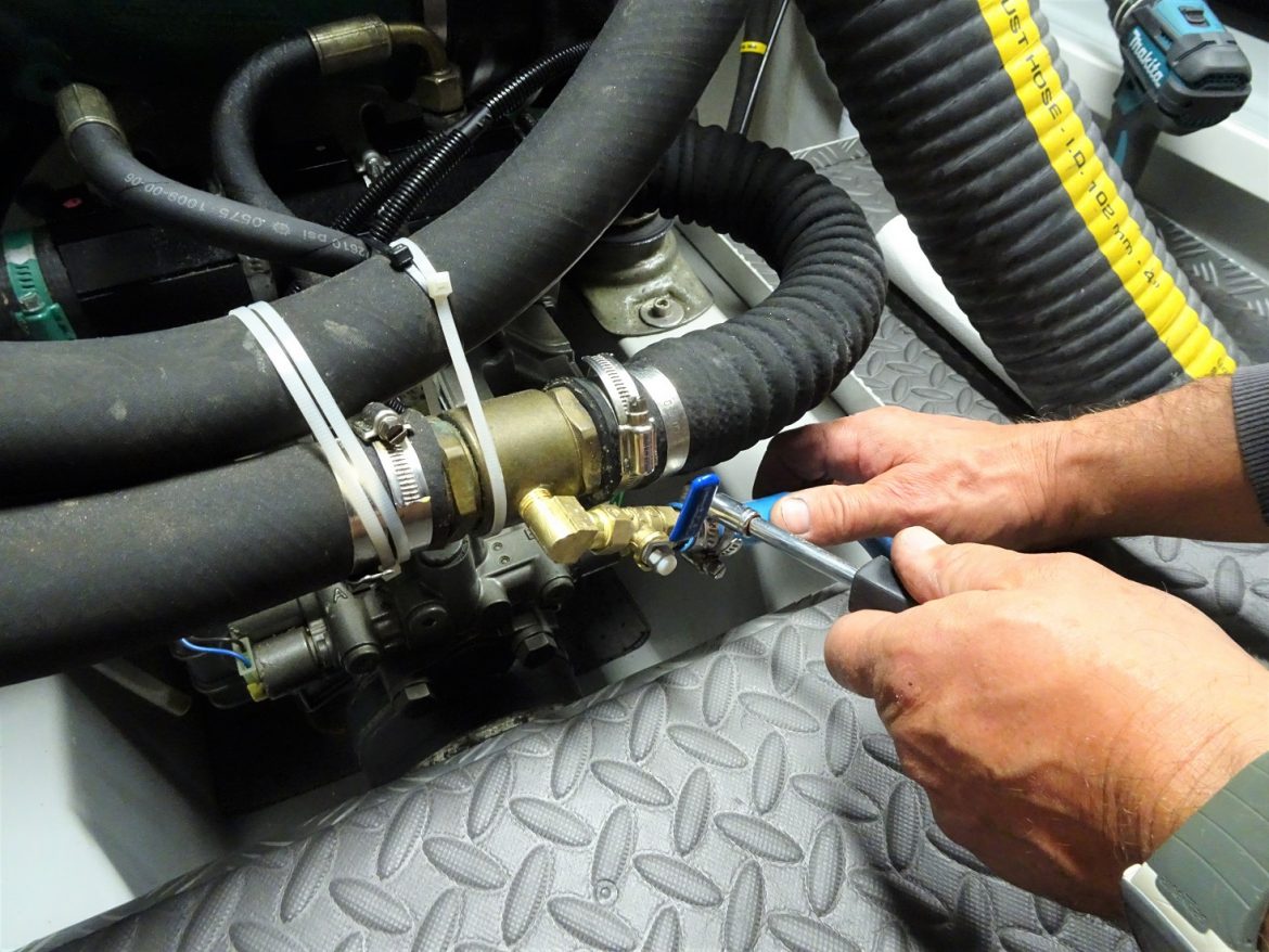 Re-plumb water feed to the stern gland Re-plumb water feed to the stern gland