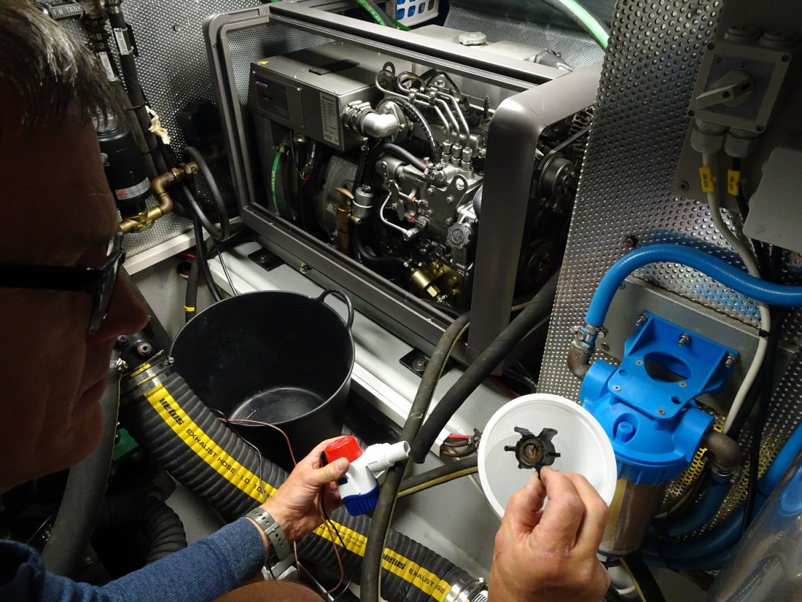 Getting generator ready for Rydlime flush, and impeller will need replacement