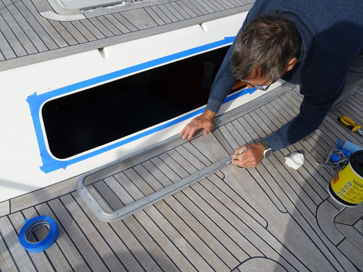 Clean the previous seal off the master cabin window