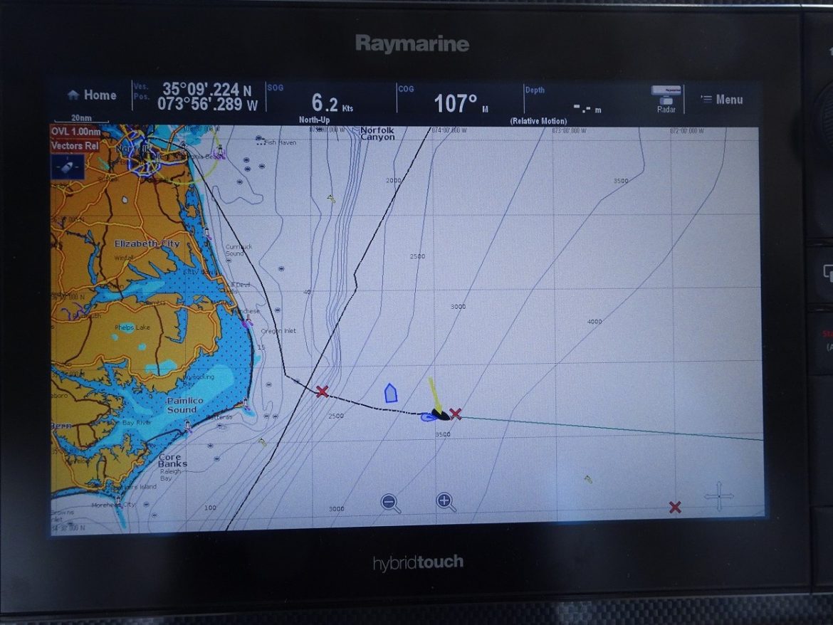 Sailing USA to Bermuda- track after 24 hours