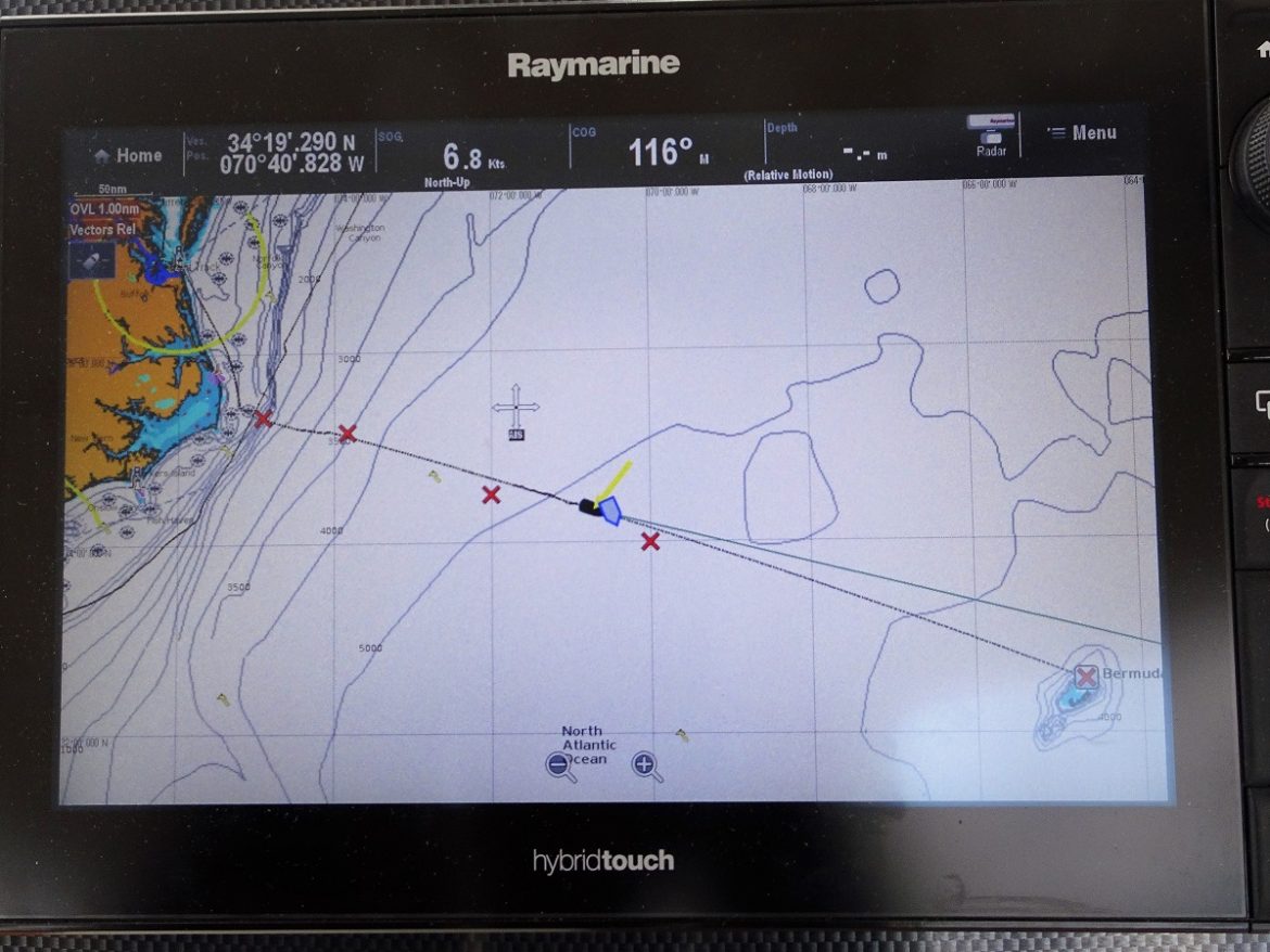 Sailing USA to Bermuda- track after 48 hours