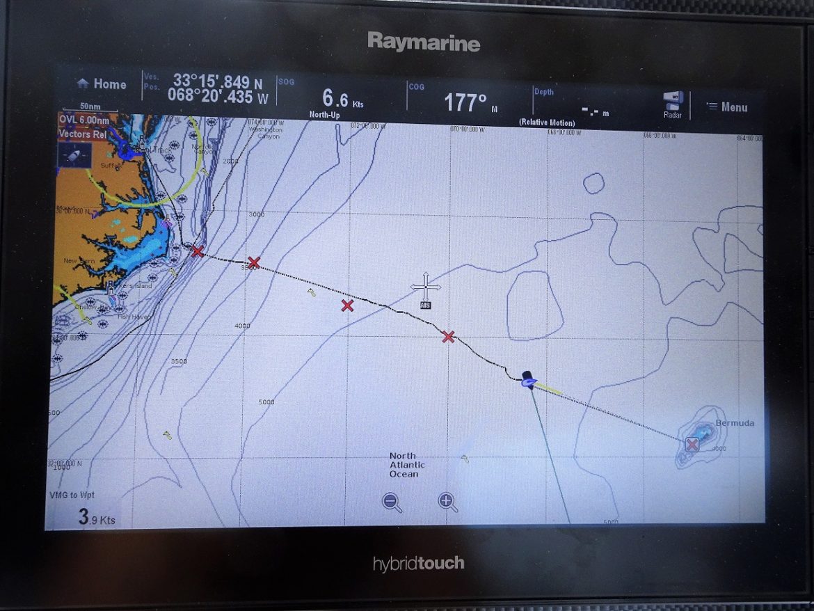 Sailing USA to Bermuda -track after 72 hours Sailing USA to Bermuda -track after 72 hours