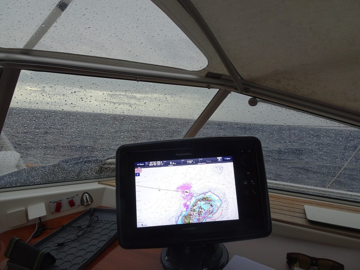 Rain squalls on the radar as we are rounding Bermuda