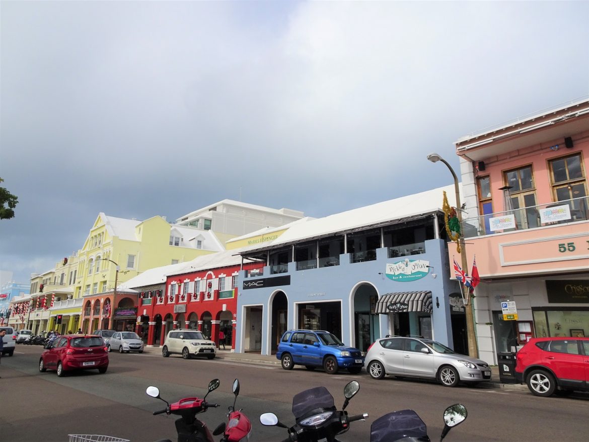 Colorful buildings on Front Street, Hamilton