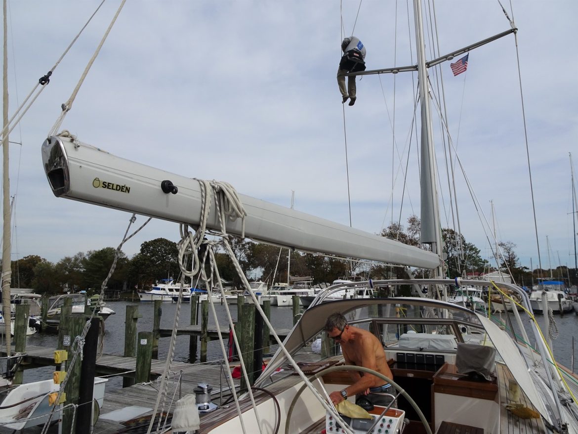 Rig inspection in progress while Glen cleans the cockpit