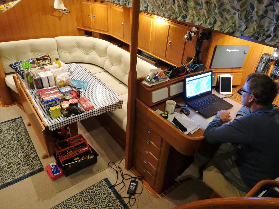 Provisioning, load 3 - gradually all stowed away while Glen plays on Predict Wind.