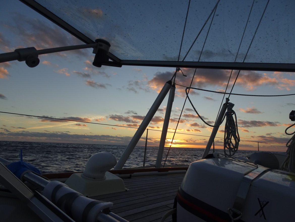 Passage Bermuda to Antigua: lovely sunrise on the second day at sea Passage Bermuda to Antigua: lovely sunrise on the second day at sea