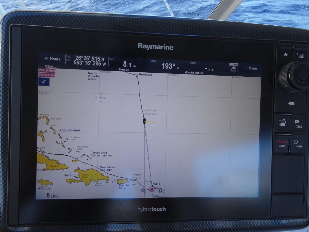 Passage Bermuda to Antigua: track after 48h Passage Bermuda to Antigua: track after 48h