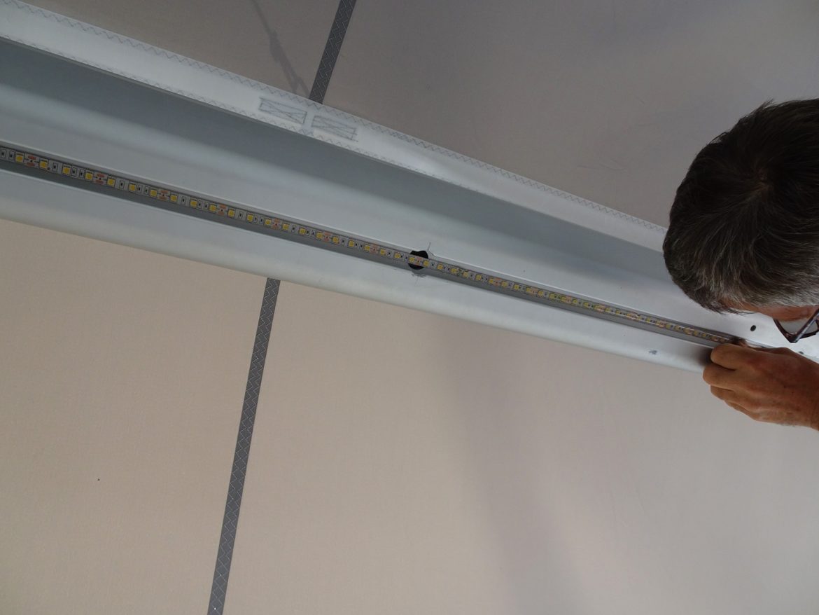 LED strip installed in the boom slot