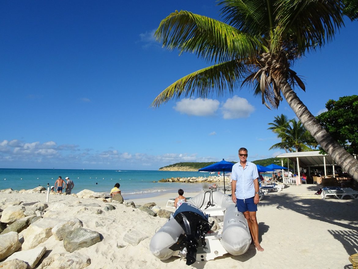 First haul-the-dinghy-on-the-beach this season at Coconut Grove Beach Club
