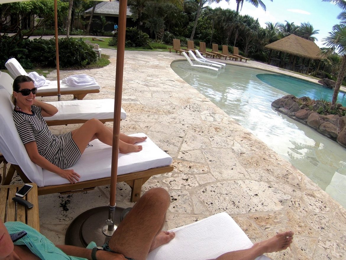 Relaxing at the Pavilion, Christophe Harbour