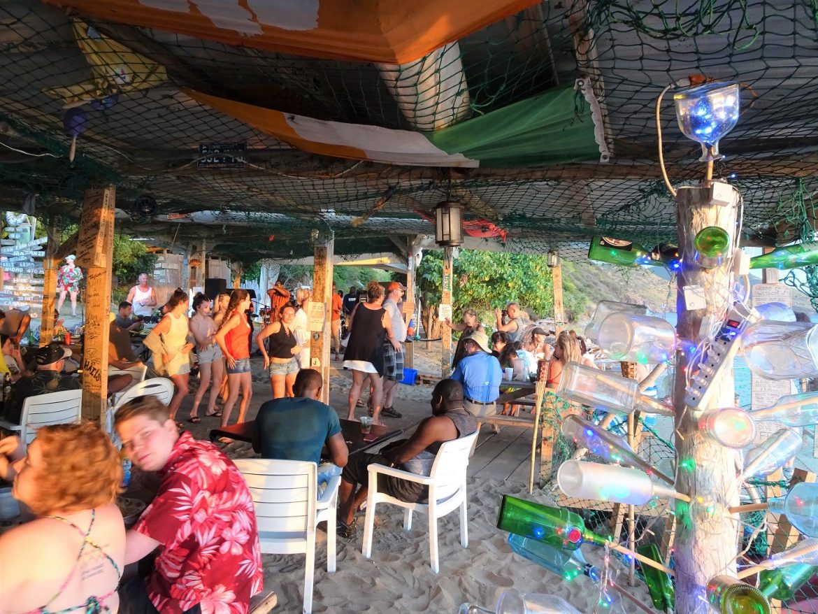 Lively atmosphere at Shipwreck beach bar
