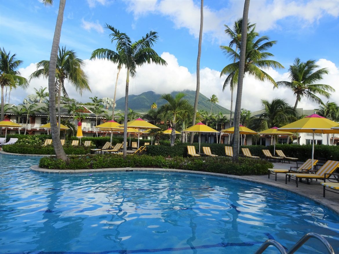 Four Seasons Nevis and the volcano in the background