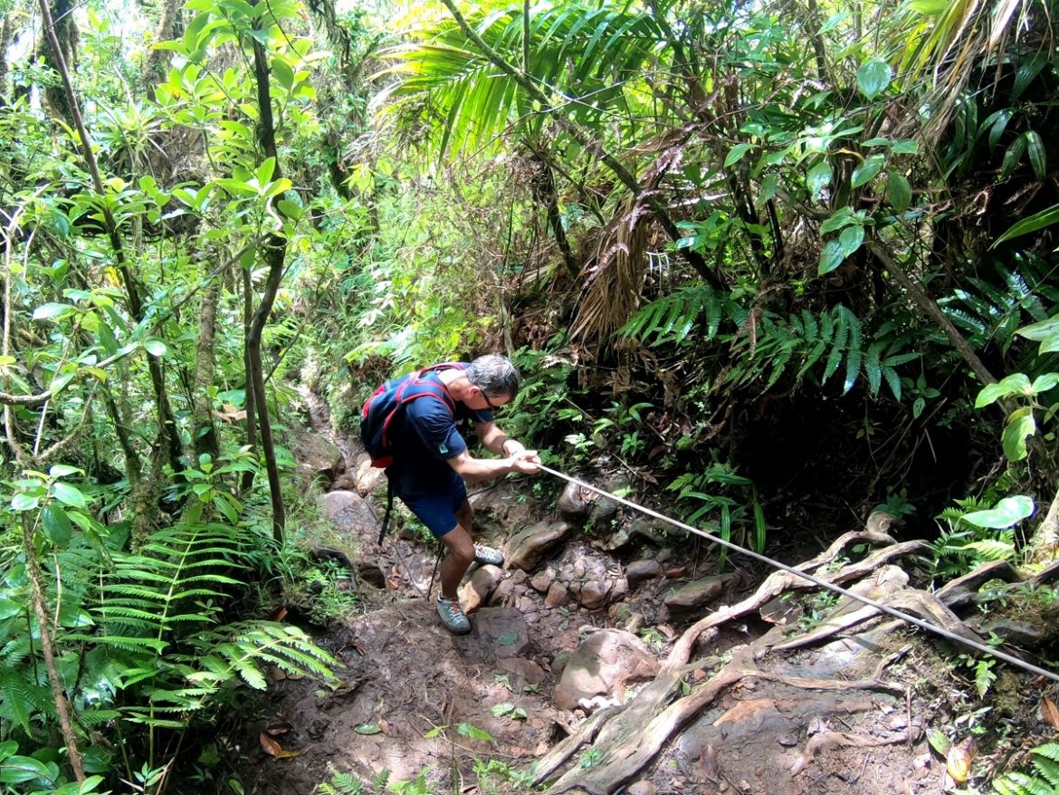 Climbing Nevis volcano
