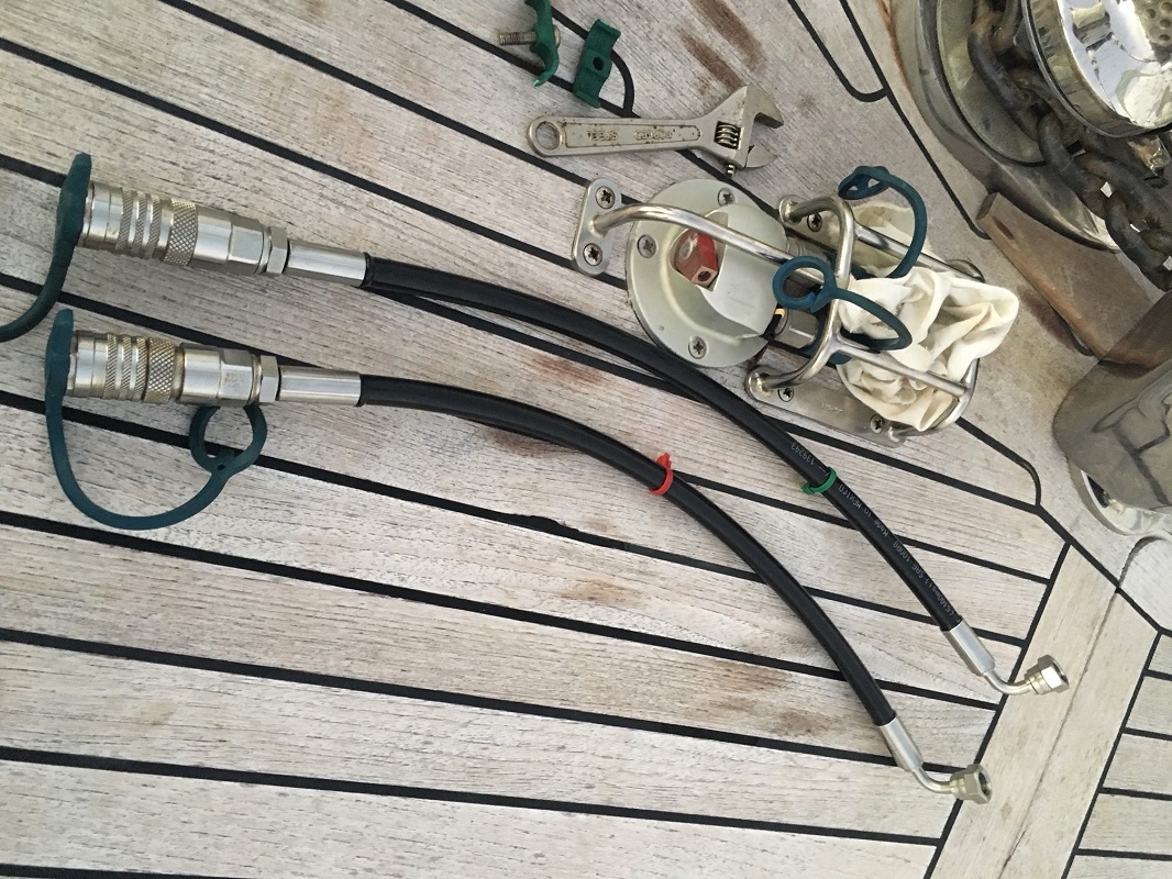 New hydraulic hoses for cutter Furlex, s/v Cloudy Bay, St. Martin New hydraulic hoses for cutter Furlex, s/v Cloudy Bay, St. Martin