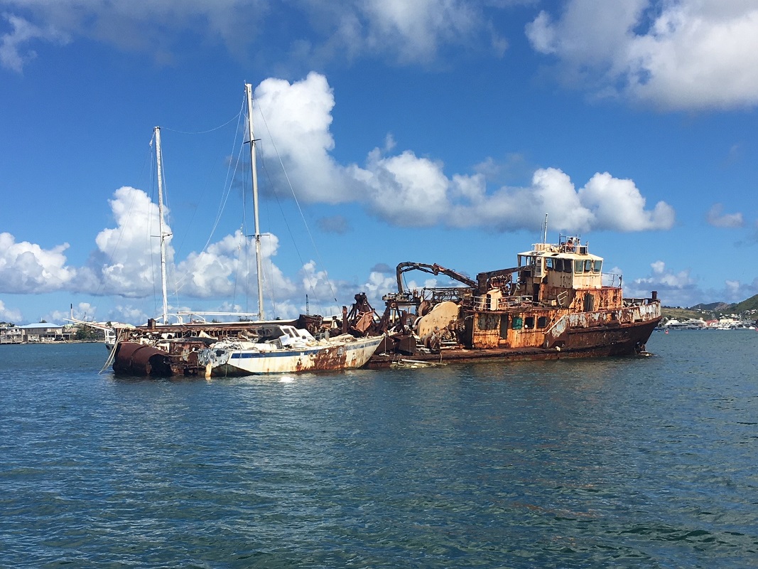 Wrecks and half sunk boats everywhere in St.Martin Wrecks and half sunk boats everywhere in St.Martin