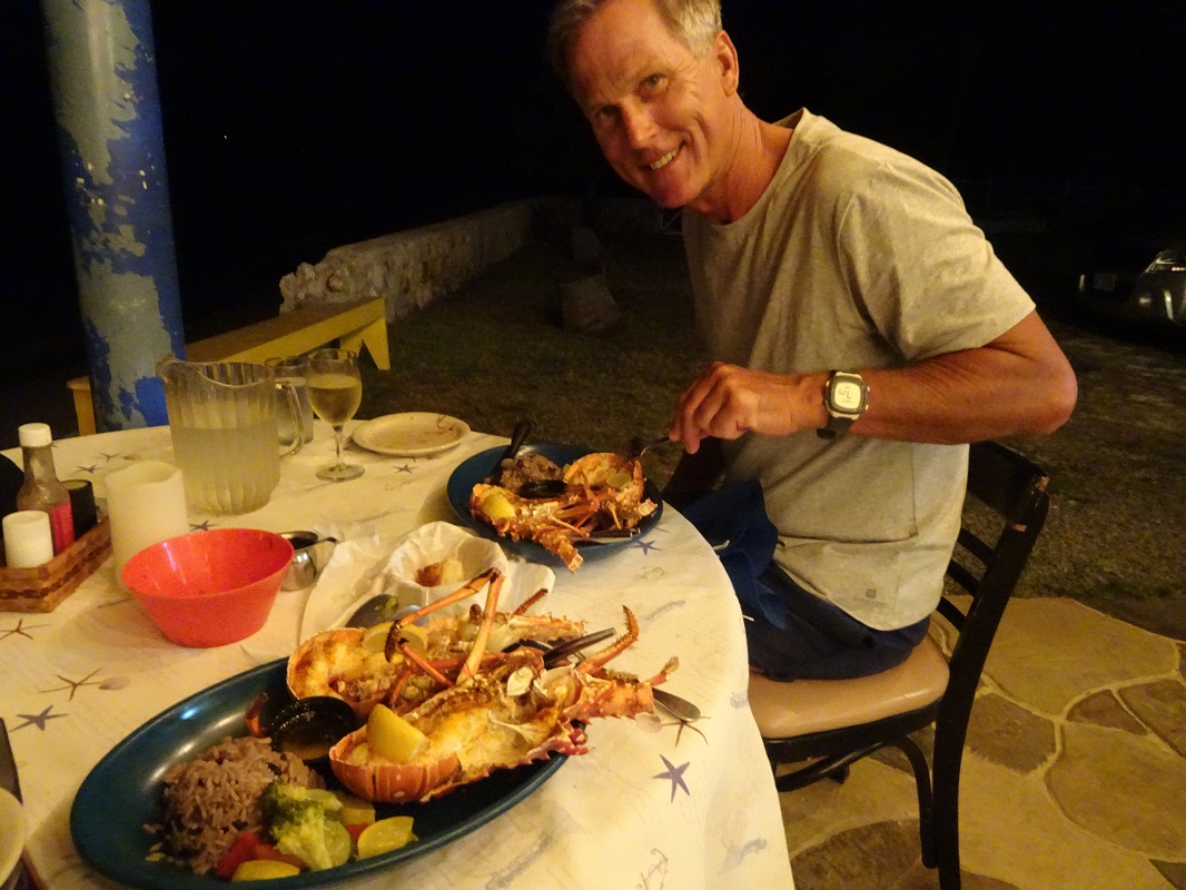 Lobster dinner, at Neptune’s Treasure, Anegada BVUI Lobster dinner, at Neptune's Treasure, Anegada BVUI