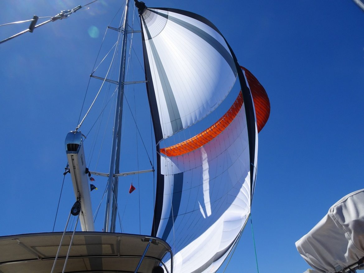 Parasailor spinnaker, s/v Cloudy Bay, British Virgin Islands Parasailor spinnaker, s/v Cloudy Bay, British Virgin Islands