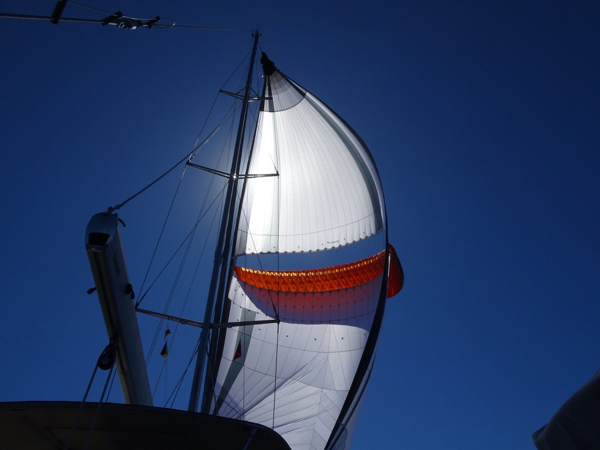 Parasailor spinnaker, s/v Cloudy Bay, British Virgin Islands Parasailor spinnaker, s/v Cloudy Bay, British Virgin Islands