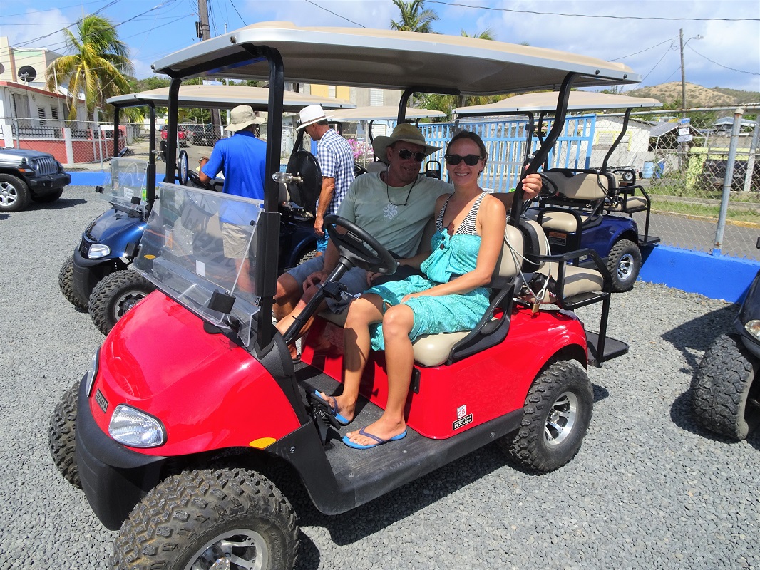 Christian and Eva, golf cart safari, Culebra SVI Christian and Eva, golf cart safari, Culebra SVI