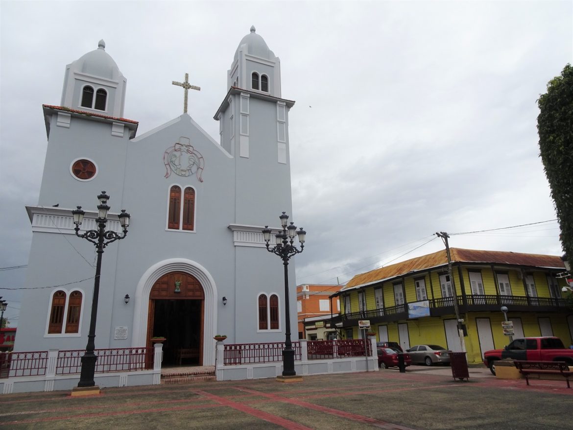 Church in Quebradilla town square, Puerto Rico