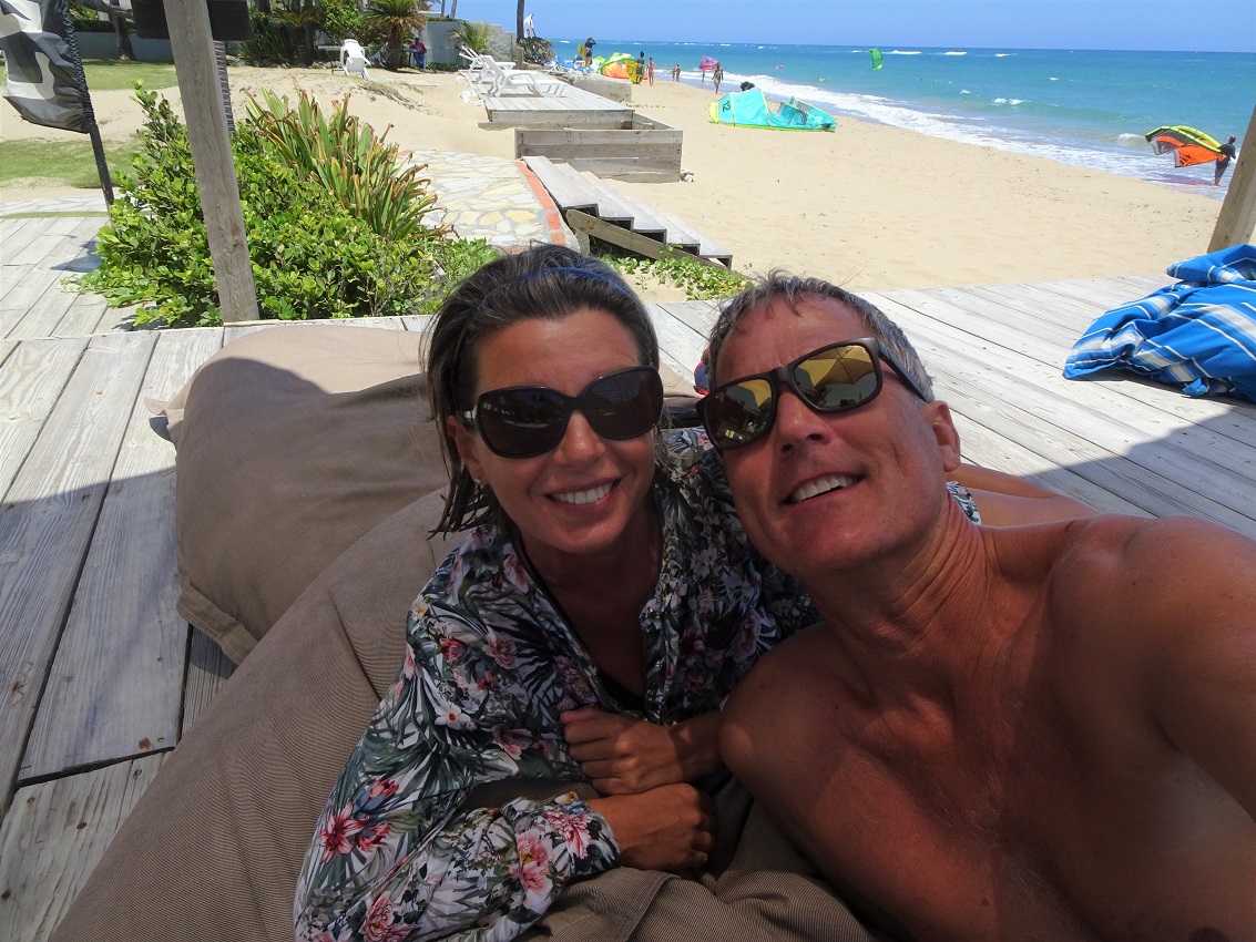 Relaxing at Dare2Fly kite school, Cabarete, Dominican Republic