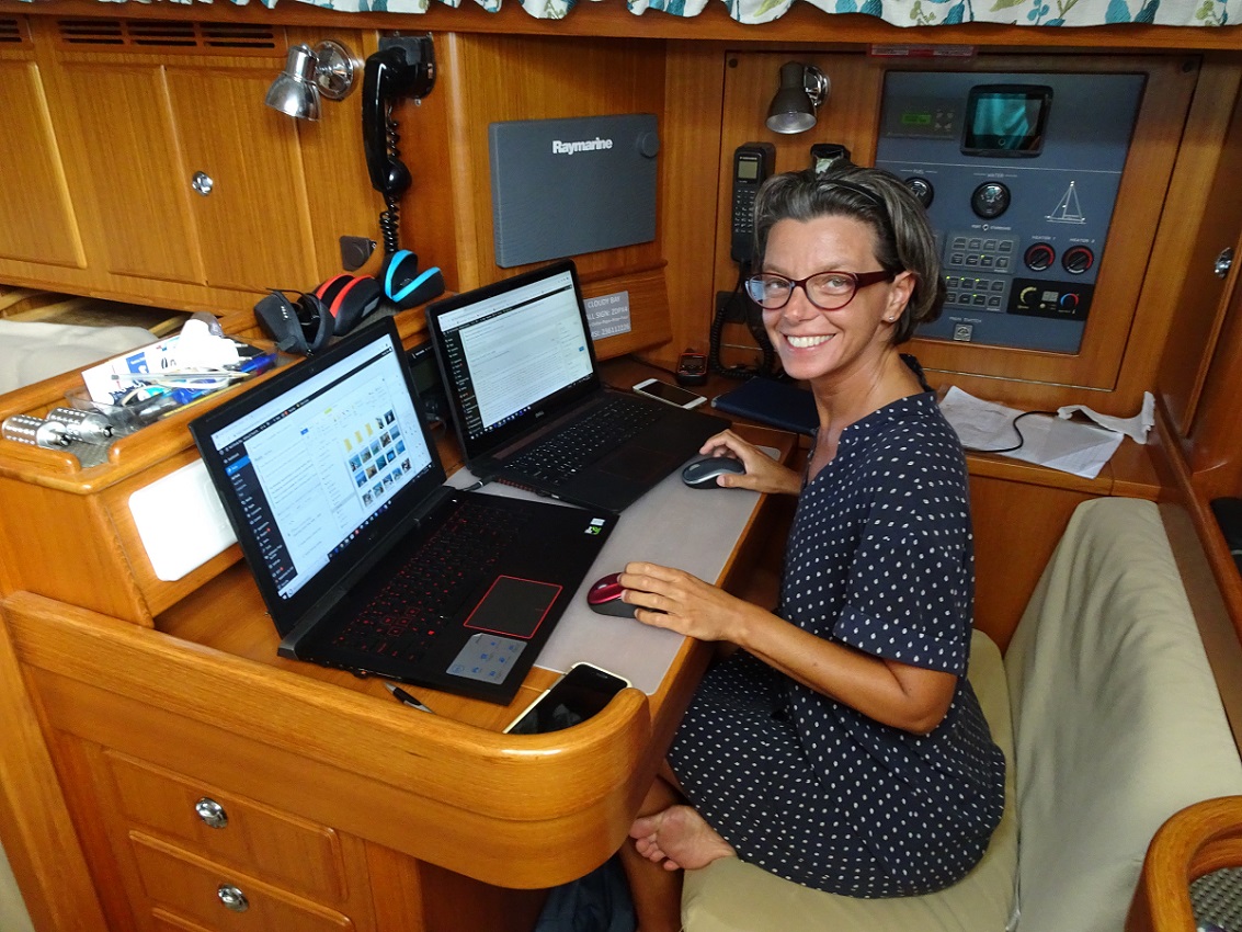 Oana posting the articles on blog