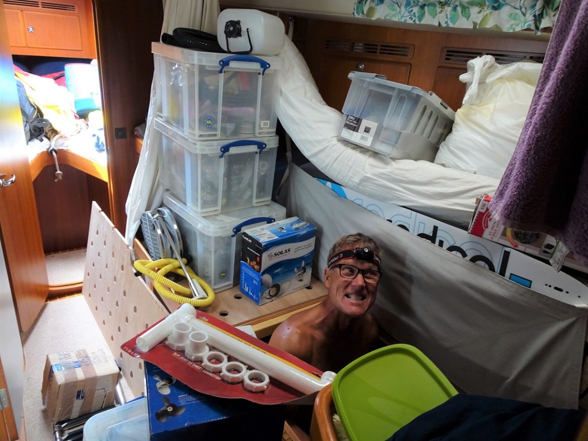 Glen sorts out inventory under mid-berth Glen sorts out inventory under mid-berth