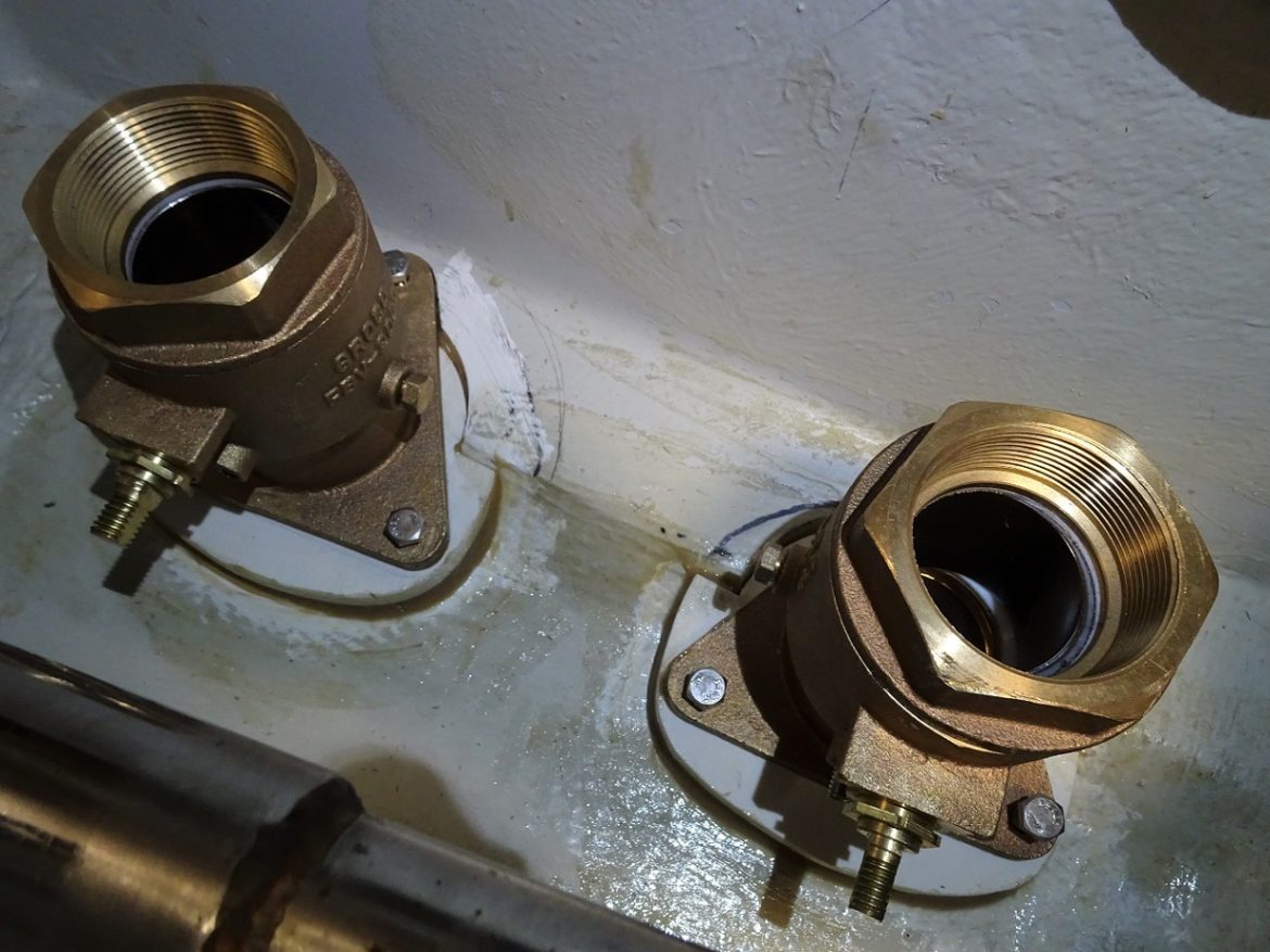 Watermaker & engine intakes thru-fittings installed – s/v Cloudy Bay Watermaker & engine intakes thru-fittings installed - s/v Cloudy Bay