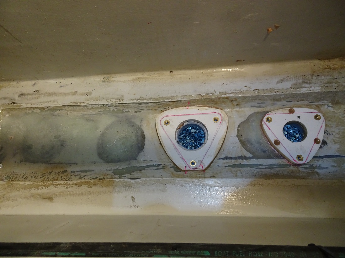 Two more backing plates epoxied in - s/v Cloudy Bay