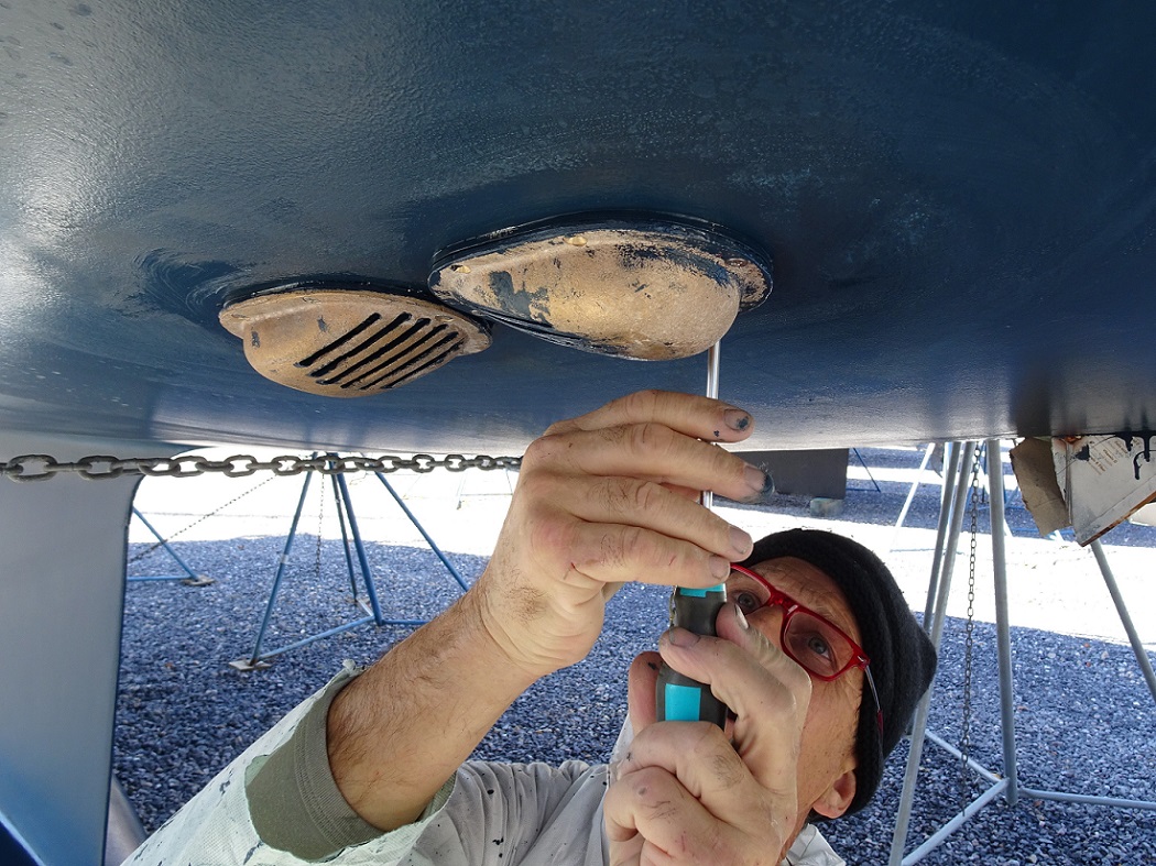 Scoop strainers installed- s/v Cloudy Bay