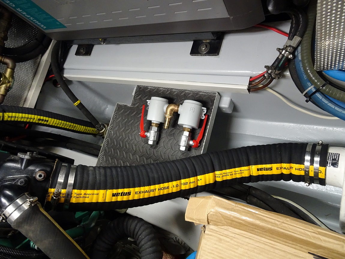 Engine exhaust hose installed - s/v Cloudy Bay