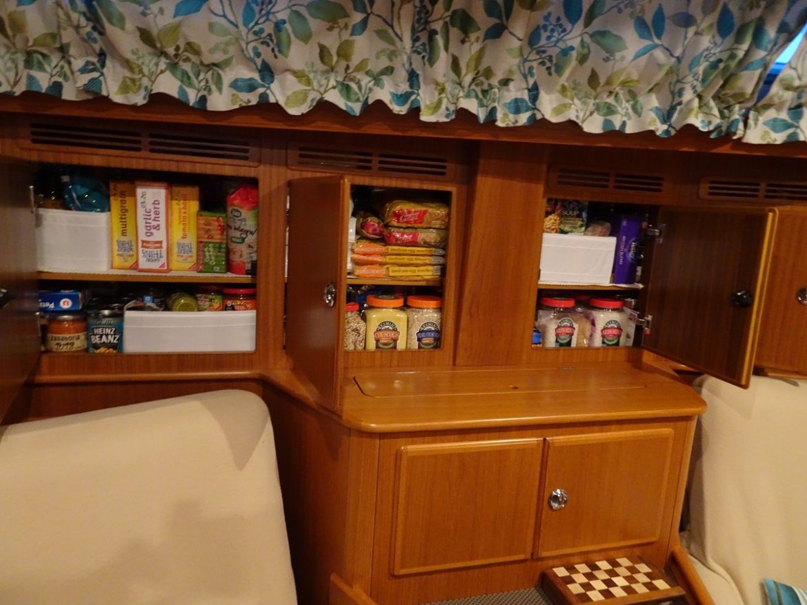Cupboards packed with dry goods Cupboards packed with dry goods