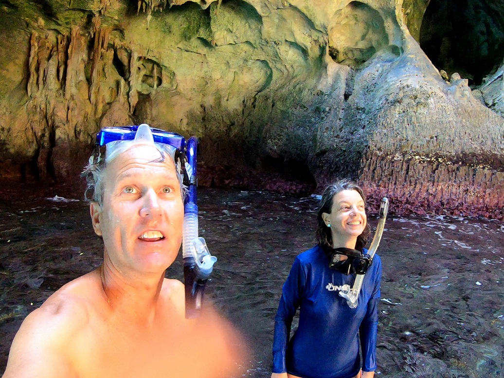 Snorkeling caves in Rocky Dundas, Bahamas