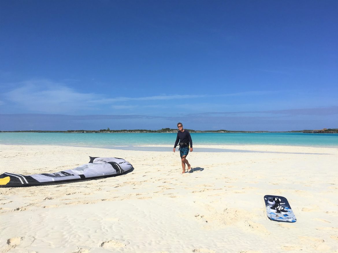 Kiting behind Little Pipe Cay, Bahamas