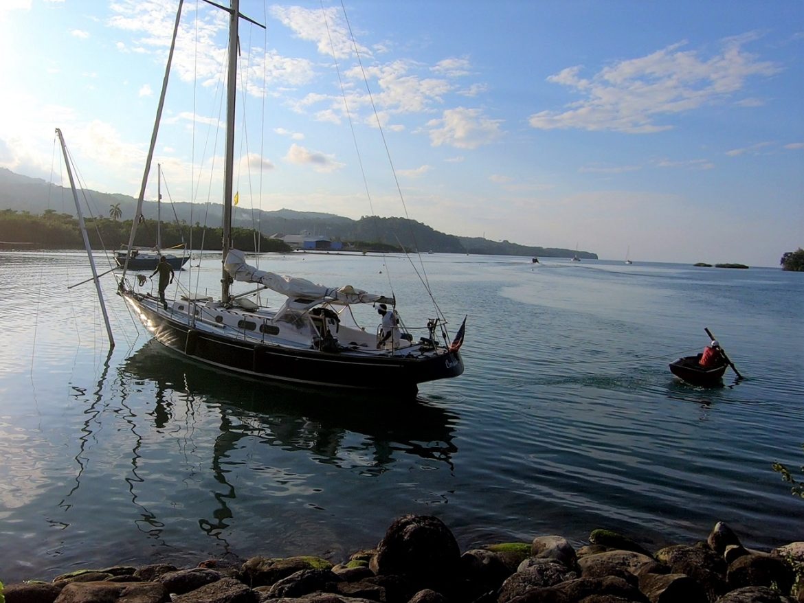 not so skilled mooring in Port Antonio, Jamaica
