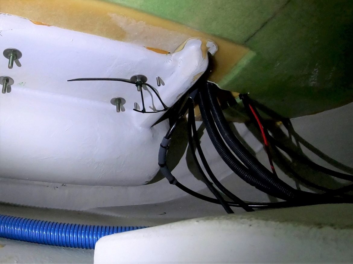 hydraulic hoses for the swim platform,and the the cabling for the davits and the solar panels