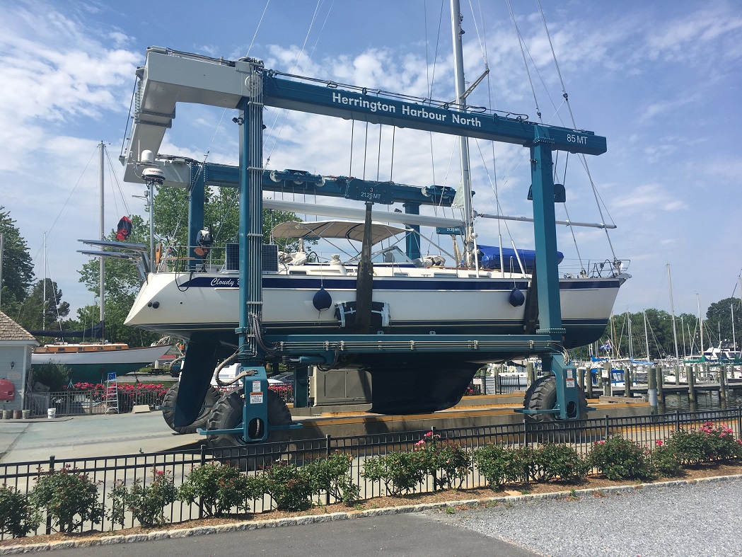 sv Cloudy Bay hauled-out for the summer sv Cloudy Bay hauled-out for the summer