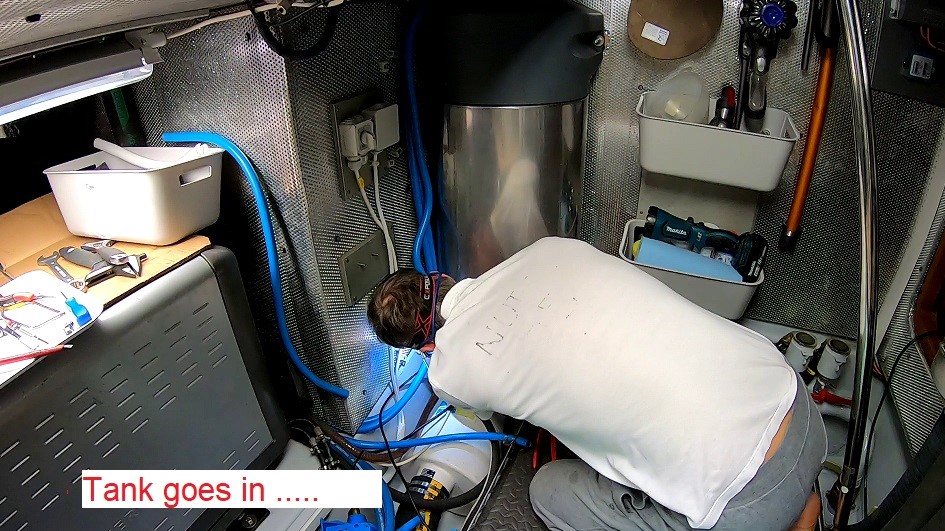 hot water tank goes in