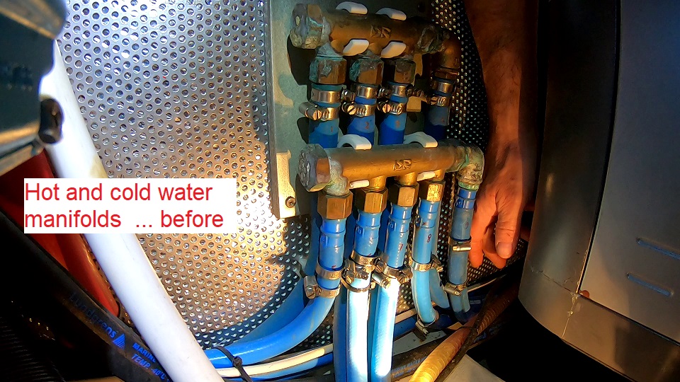 hot and cold water manifolds - before