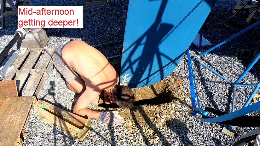 digging hole for rudder to drop into digging hole for rudder to drop into