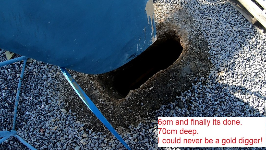 digging hole for rudder to drop into digging hole for rudder to drop into