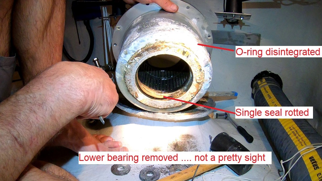 lower rudder bearing removed lower rudder bearing removed