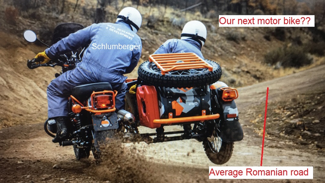 Glen & Oana on their future Ural motorcycle with sidecar Glen & Oana on their future Ural motorcycle with sidecar