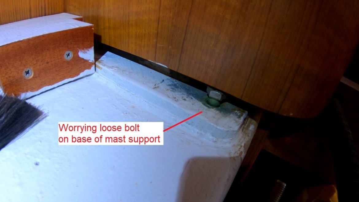 loose bolt on base of mast support loose bolt on base of mast support